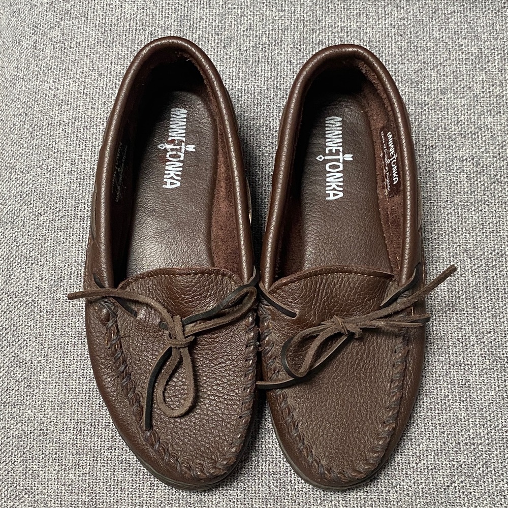 Minnetonka Dark Brown Leather Loafers